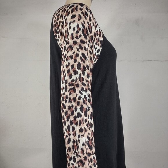 Betsey Johnson black animal print lace heart long sleeve shirt blouse Medium - Picture 3 of 7